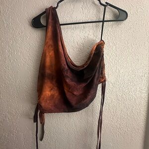 Fashion Nova Tie-Dye Crop Top - Brown and Orange